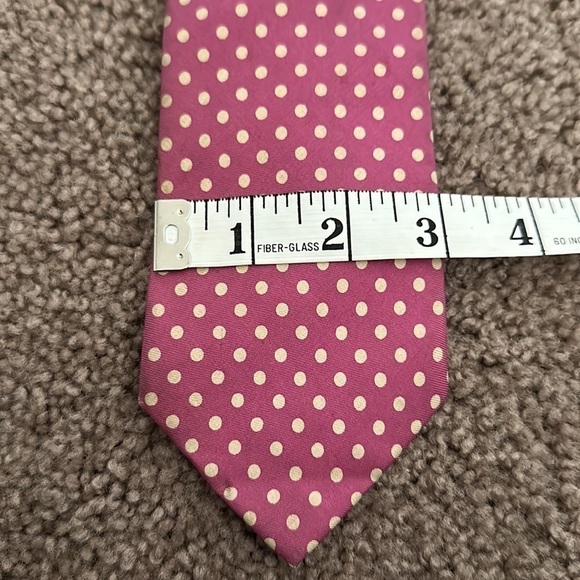Pink Tie with Polka Dots 100% Imported Silk - Picture 4 of 8
